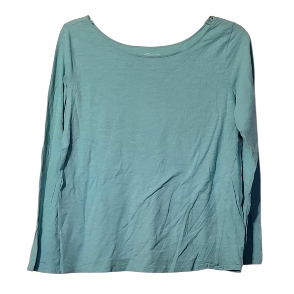 Ann Taylor LOFT Long Sleeve Sleep Shirt In Aqua Size Large 100% Cotton - Picture 1 of 6